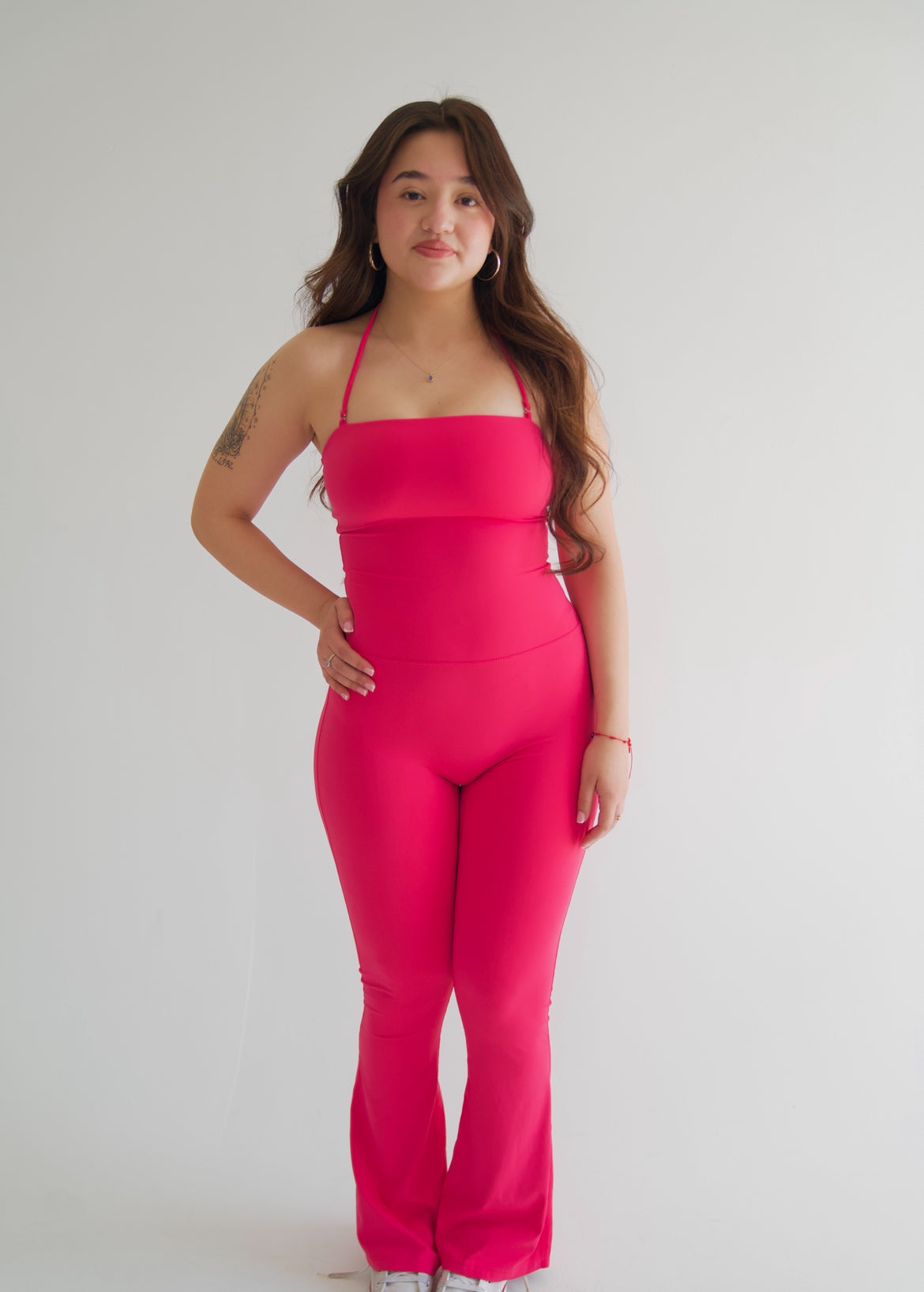 Flared Cherry Halter Jumpsuit